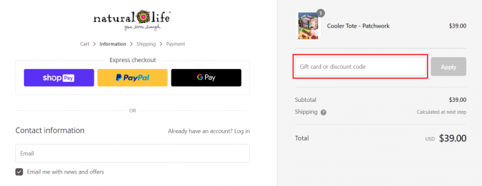 How to use Natural Life promo code