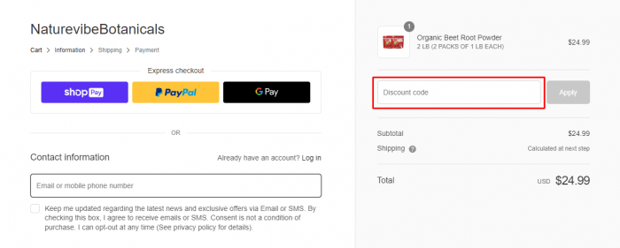 How to use Naturevibe Botanicals promo code