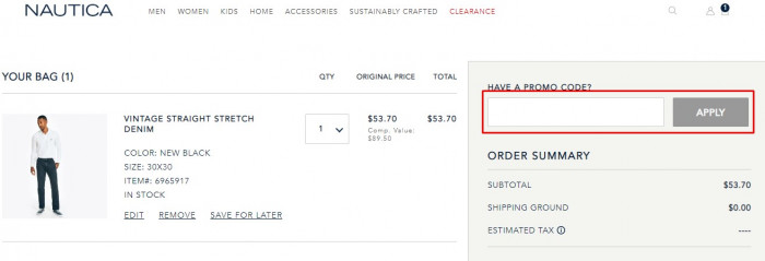 How to use Nautica promo code