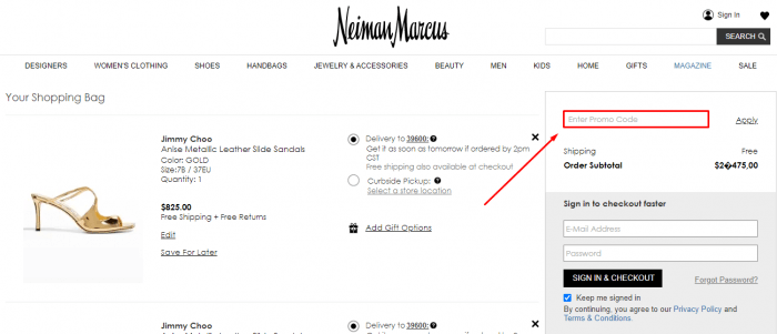 How to use Neiman Marcus promo code