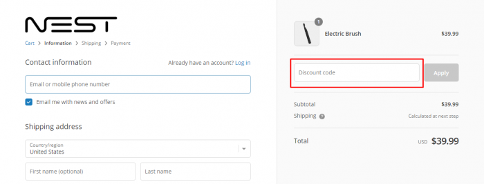 How to use Nest promo code