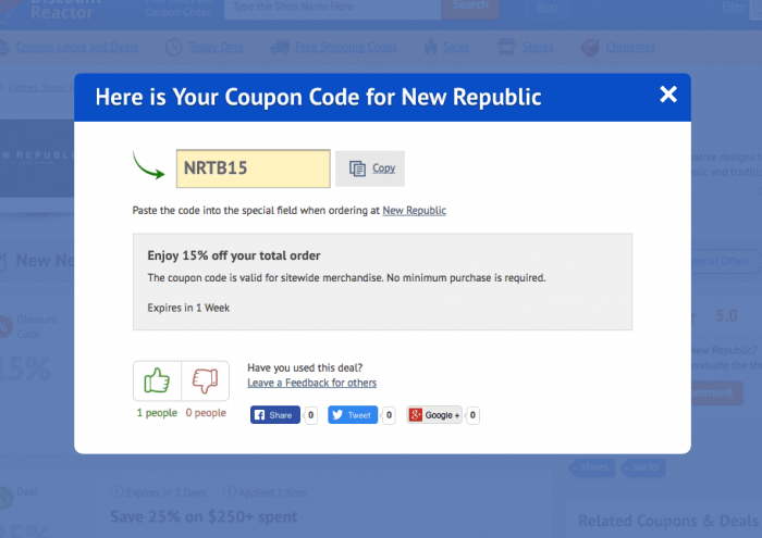 How to use a discount code at New Republic