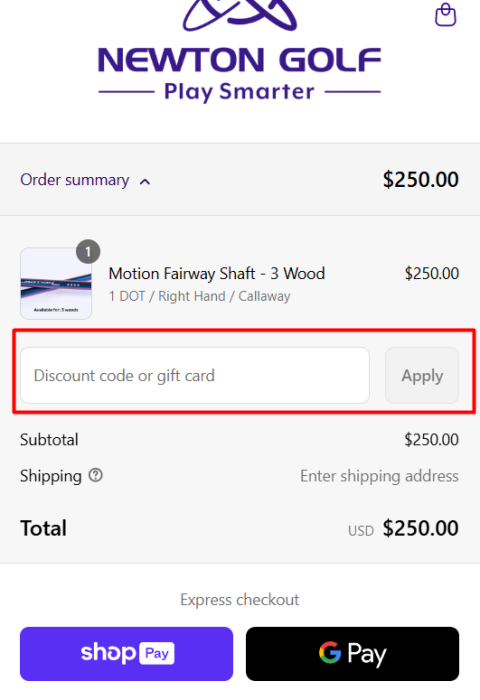 How to use Newton Golf promo code