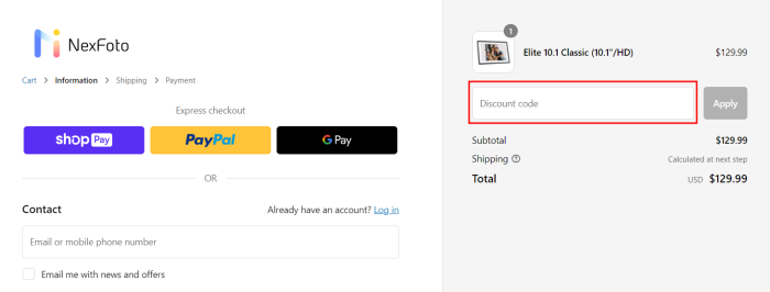 How to use NexFoto promo code