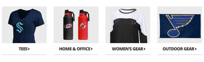 NHL Shop range of products