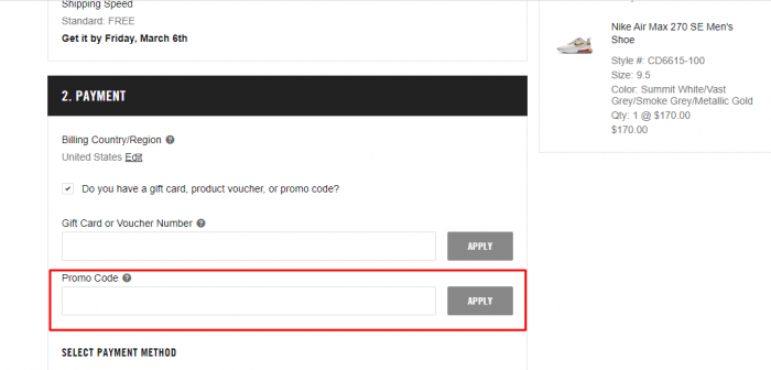 How to use Nike promo code