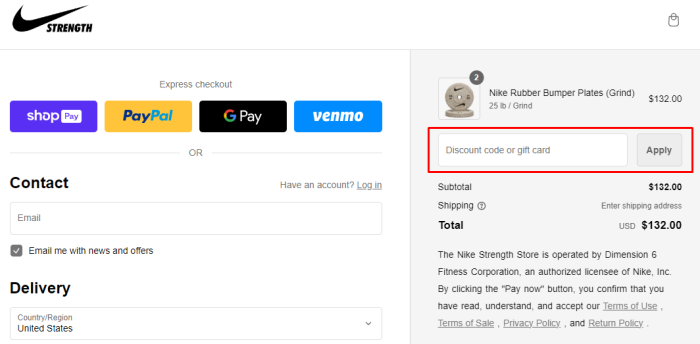 How to use Nike Strength promo code