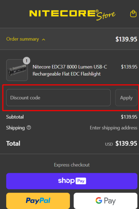 How to use Nitecore Store promo code