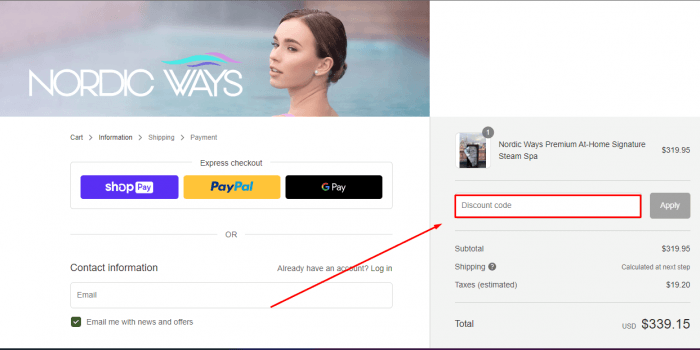 How to use Nordic Ways promo code