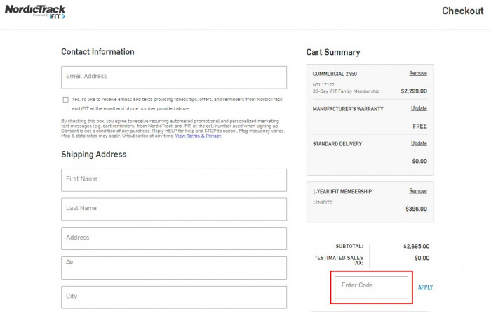How to use NordicTrack promo code