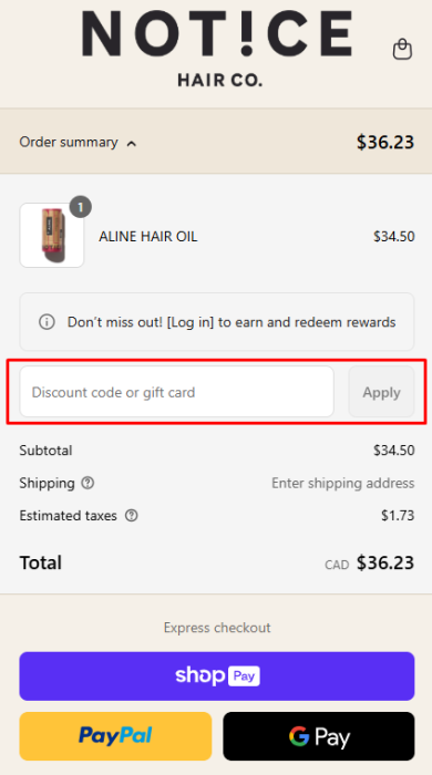 How to use NOTICE Hair Co. promo code
