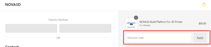 How to use NOVA3D promo code
