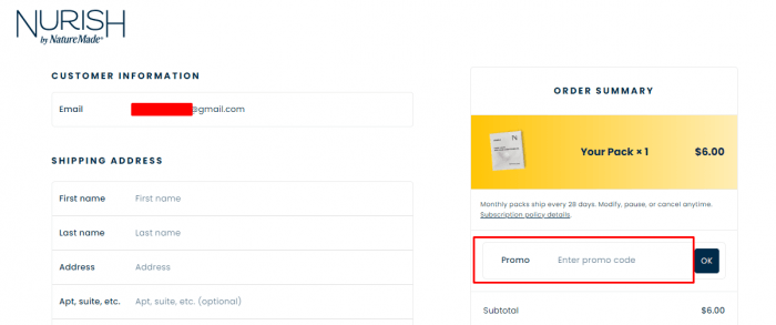 How to use Nurish by Nature Made promo code