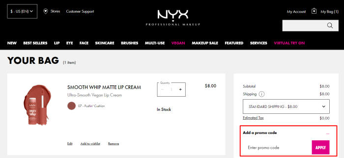 How to use NYX promo code
