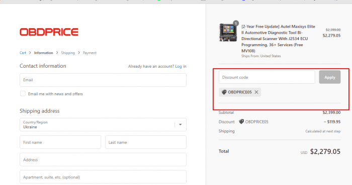 How to use Obdprice promo code