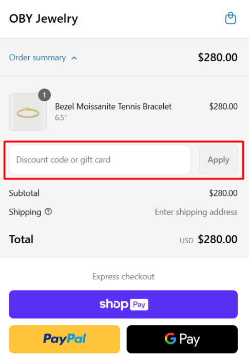 How to use OBY Jewelry promo code
