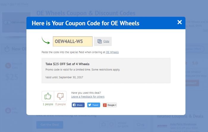 How to use a promo code at OE Wheels