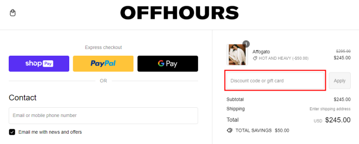 How to use OFFHOURS promo code