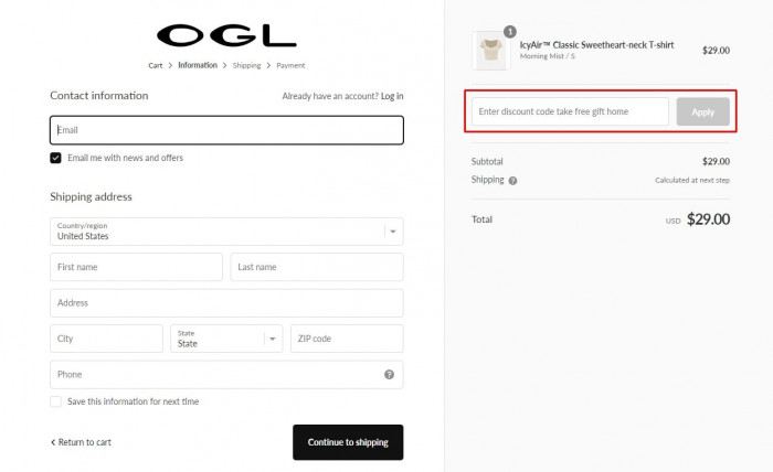 How to use OGL promo code