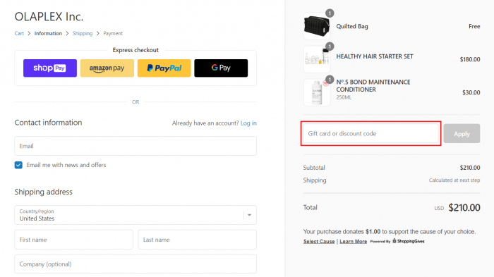 How to use OLAPLEX promo code