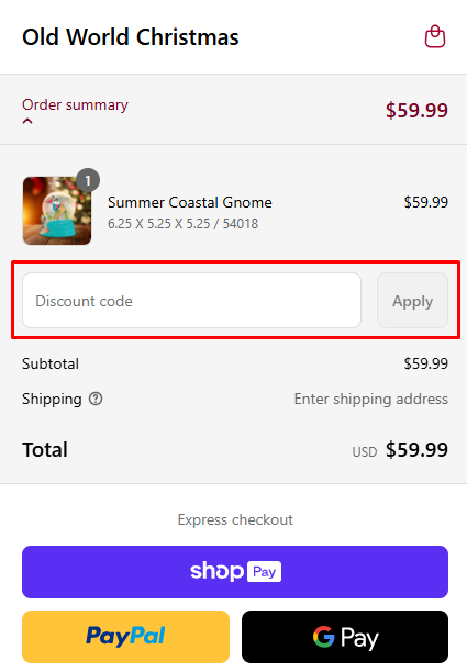 How to use Old World Christmas promo code