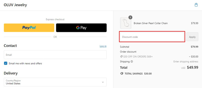 How to use OLUV promo code