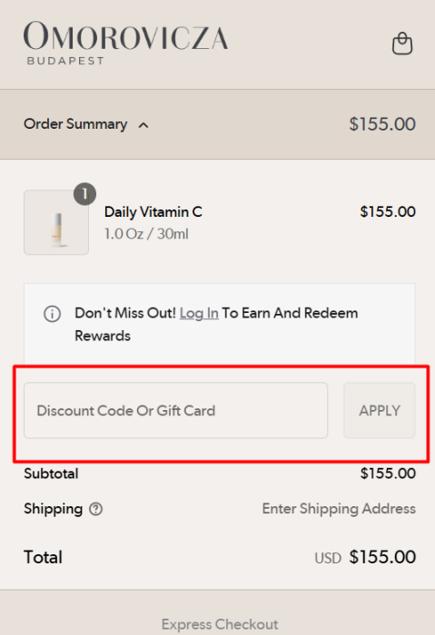 How to use Omorovicza promo code