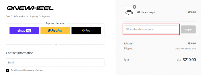 How to use Onewheel promo code