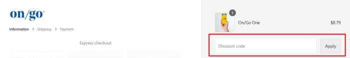 How to use On/Go promo code