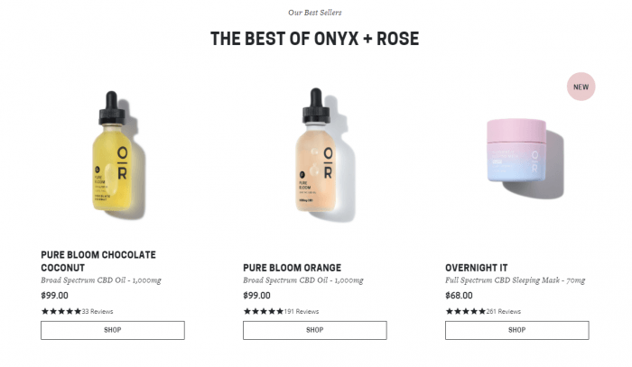Onyx & Rose range of products 
