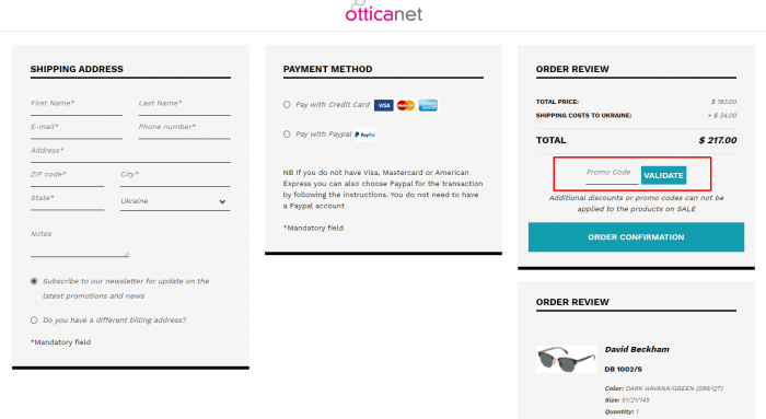 How to use Otticanet promo code
