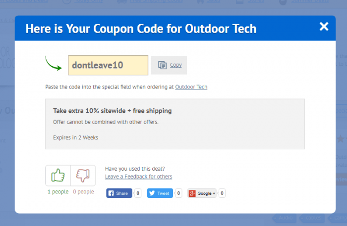 How to use a discount code at Outdoor Tech