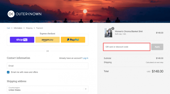 How to use Outerknown promo code