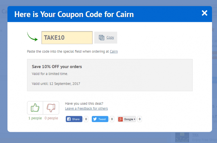 How to use a coupon code at Cairn
