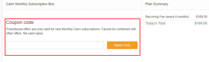 How to use a coupon code at Cairn