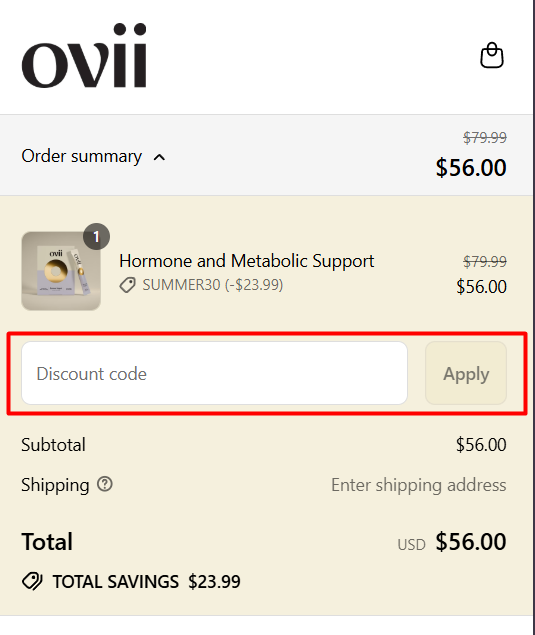 How to use Ovii promo code