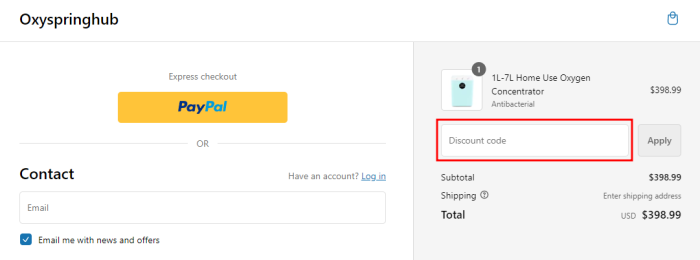 How to use Oxyspring promo code