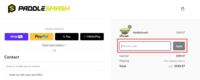 How to use PaddleSmash promo code