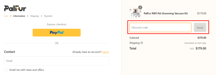 How to use PalFur promo code