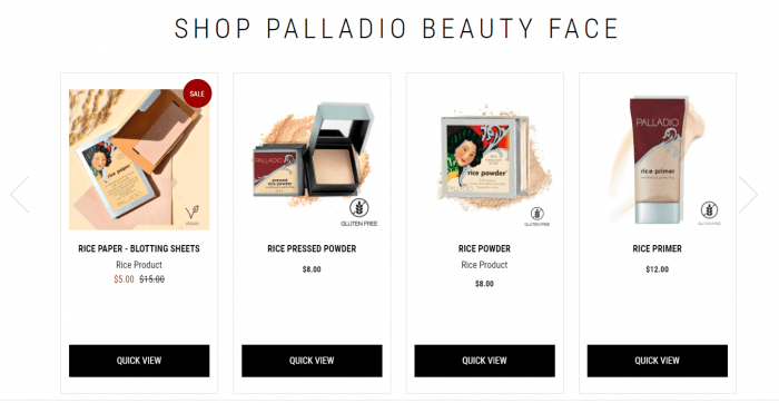 Palladio Beauty range of products 