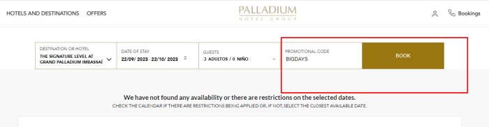 How to use Palladium Hotel Group promo code
