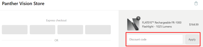 How to use Panther Vision promo code