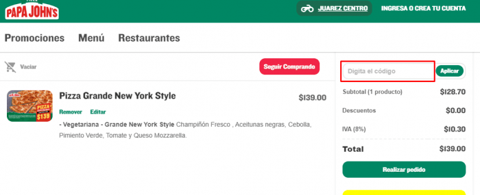 How to use Papa John's promo code