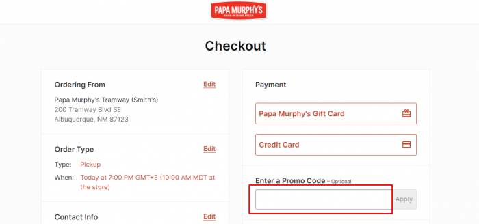 How to use Papa Murphy's promo code