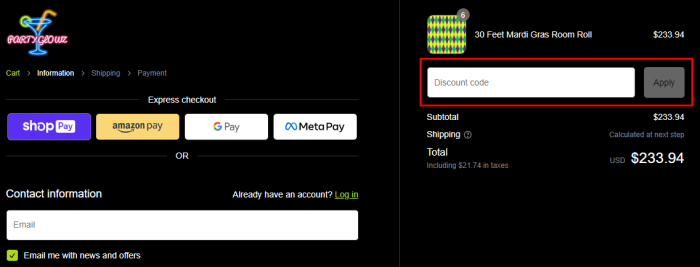 How to use Party Glowz promo code