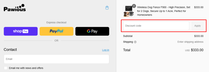 How to use Pawious promo code
