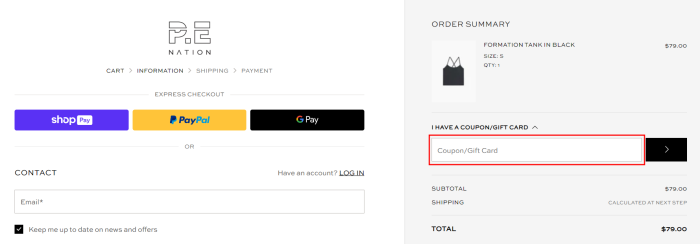 How to use P.E Nation promo code