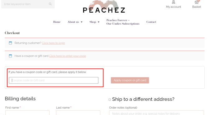 How to use Peachez promo code