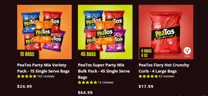 PeaTos range of products 