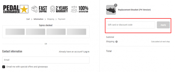 How to use Pedal Commander promo code